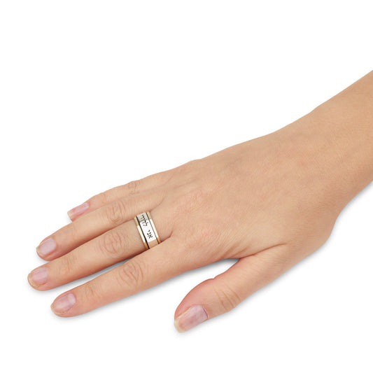 silver & gold Spinner Ring - "I am My Beloved's" - Song of Solomon, 925 sterling silver and 9k solid gold