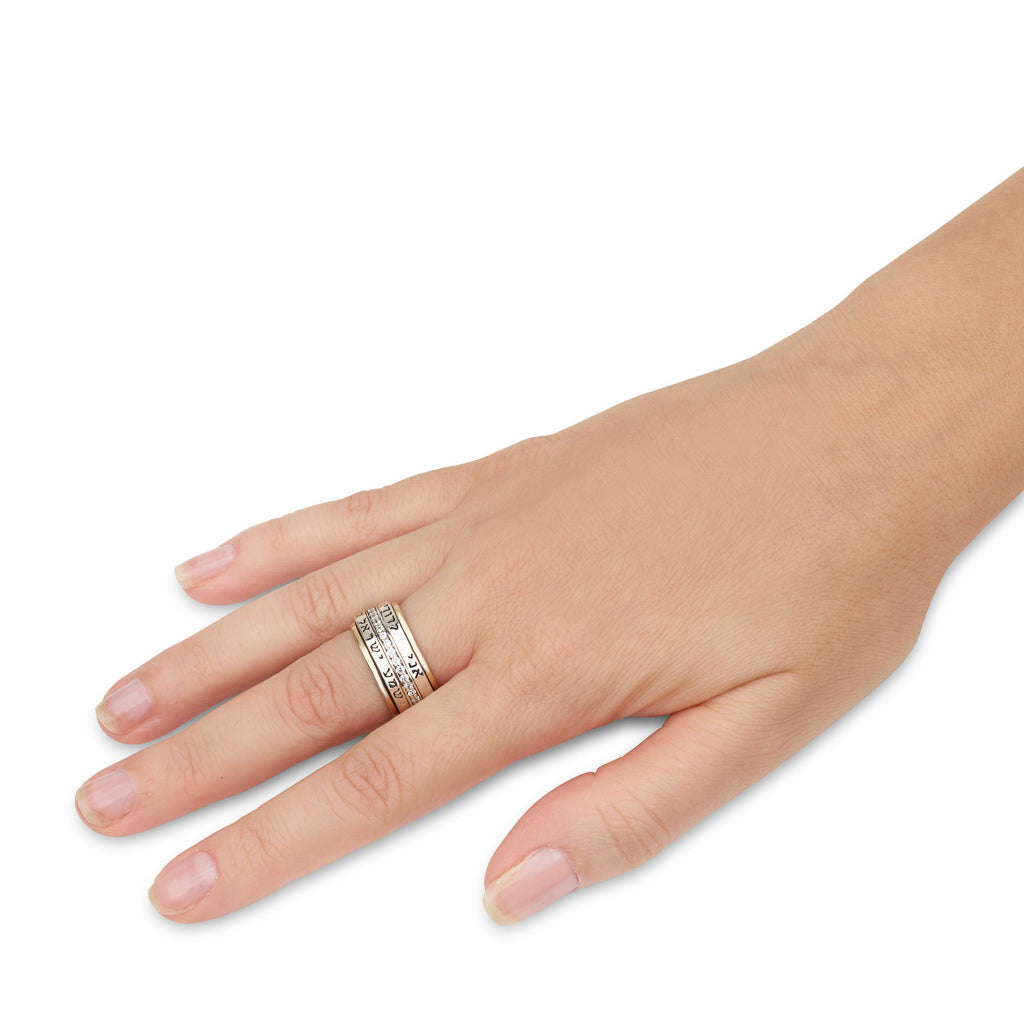 Blessing Spinner Ring – “I Am My Beloved’s” & “Hear O Israel” – 925 Silver & 9K Gold