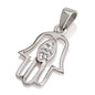 Small Hamsa Necklace – 925 Sterling Silver Rhodium with Zircon – 4 Color Options