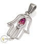 Small Hamsa Necklace – 925 Sterling Silver Rhodium with Zircon – 4 Color Options