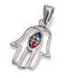 Small Hamsa Necklace – 925 Sterling Silver Rhodium with Zircon – 4 Color Options