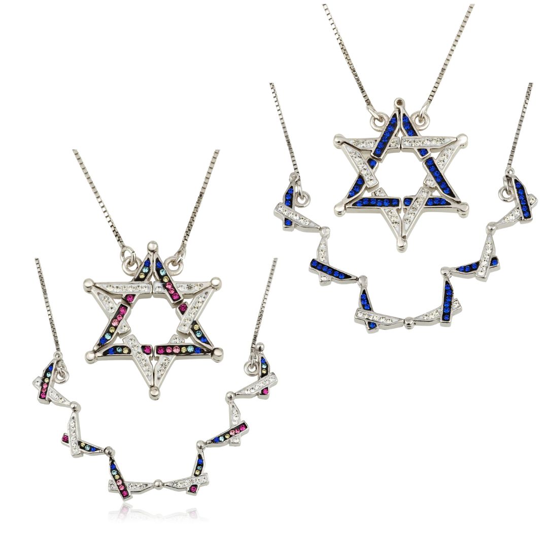 925 Sterling Silver Butterfly Necklace – Folding Star of David Pendant | Double-Sided, Two-Way Design – Small or Large