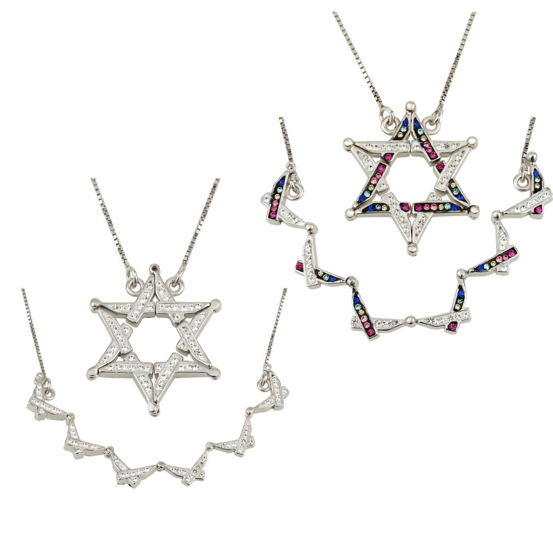 925 Sterling Silver Butterfly Necklace – Folding Star of David Pendant | Double-Sided, Two-Way Design – Small or Large