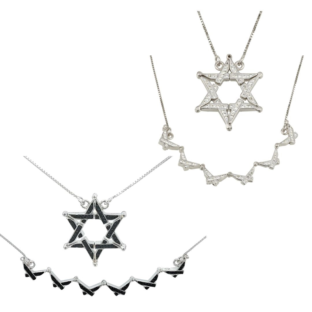 Folding Star of David Necklace – 925 Silver, Butterfly Pendant, Small or Large