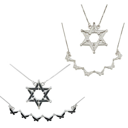 Folding Star of David Necklace – 925 Silver, Butterfly Pendant, Small or Large