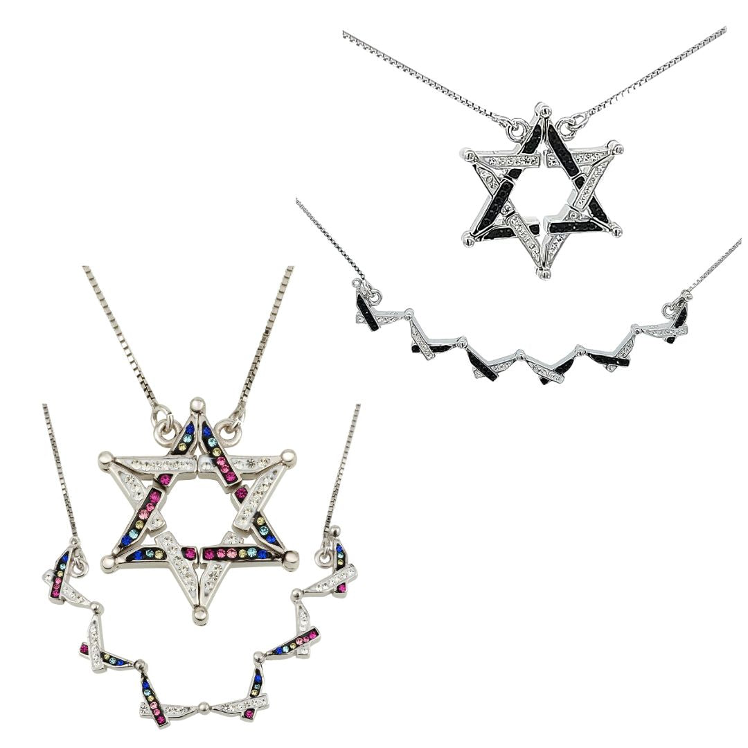 Folding Star of David Necklace – 925 Silver, Butterfly Pendant, Small or Large