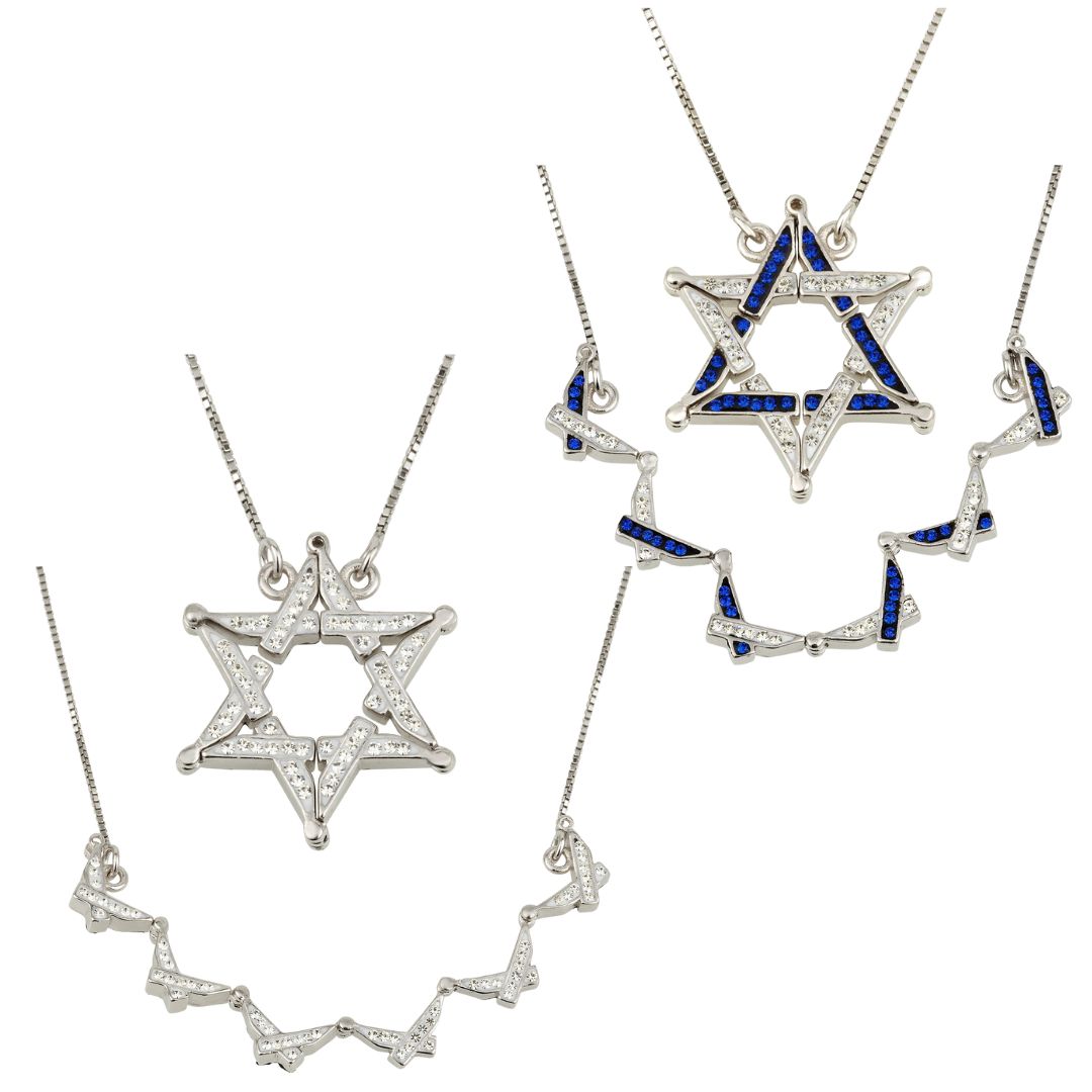 925 Sterling Silver Butterfly Necklace – Folding Star of David Pendant | Double-Sided, Two-Way Design – Small or Large