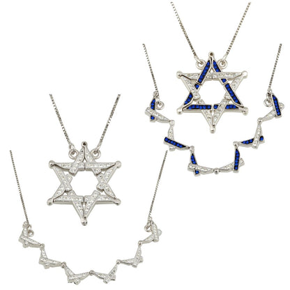 925 Sterling Silver Butterfly Necklace – Folding Star of David Pendant | Double-Sided, Two-Way Design – Small or Large
