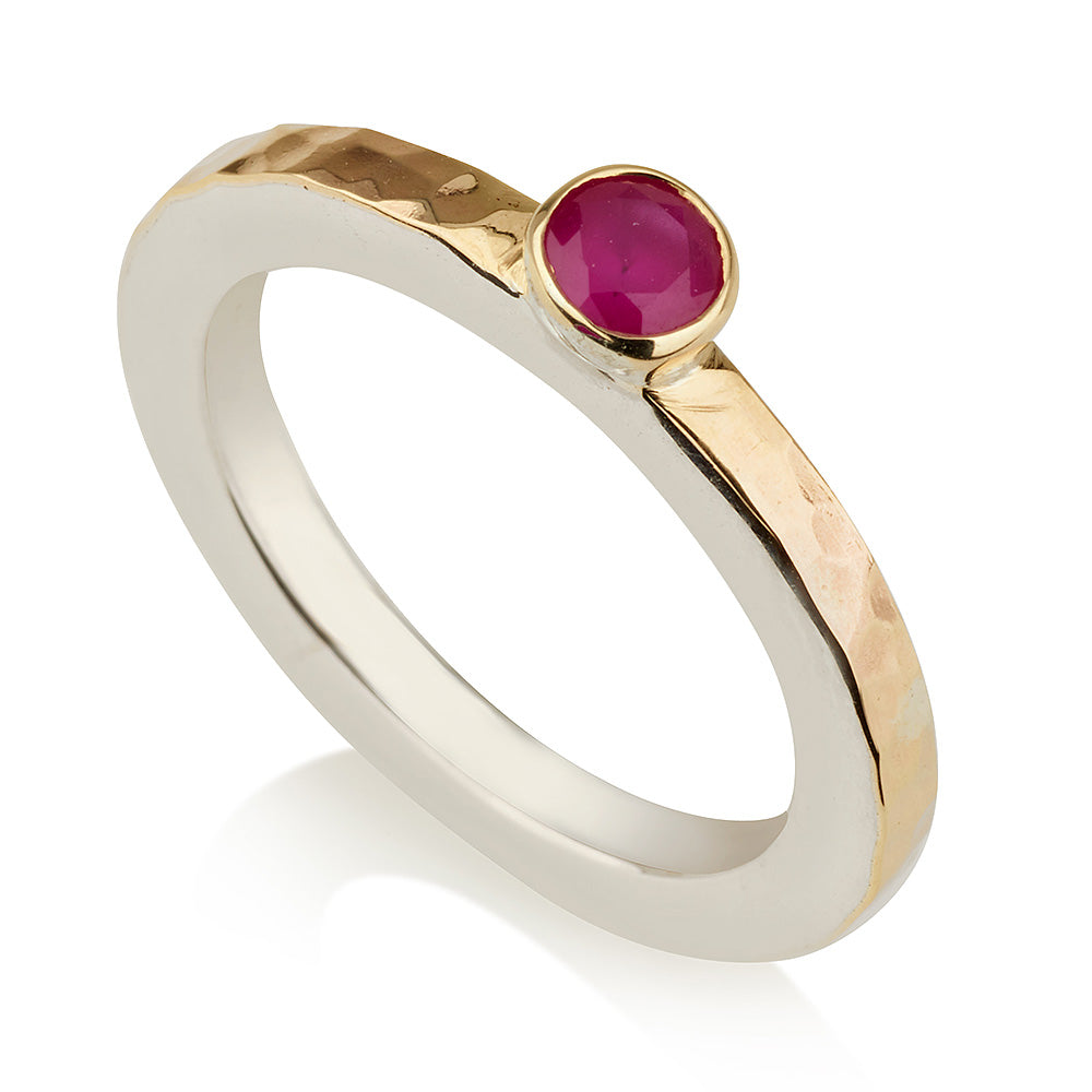 925 Silver & 9K Gold Garnet-Style Ring – Sizes 5–12