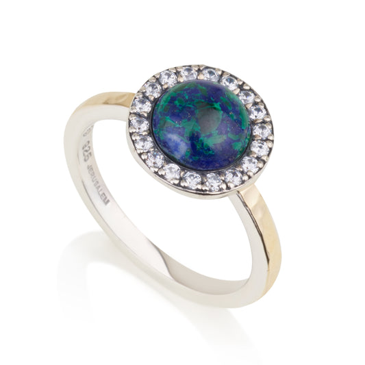Eilat Stone ring (king Solomon stone) 925 Sterling Silver 9k solid Gold