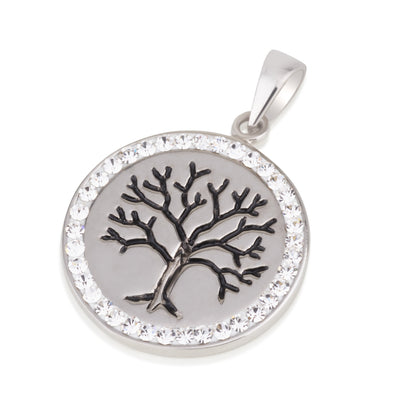 Tree of Life Pendant with Colored Crystals – 5 color choice. 925 Sterling Silver, Made in Israel