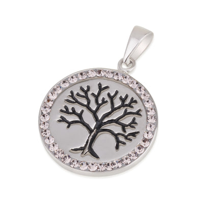 Tree of Life Pendant with Colored Crystals – 5 color choice. 925 Sterling Silver, Made in Israel