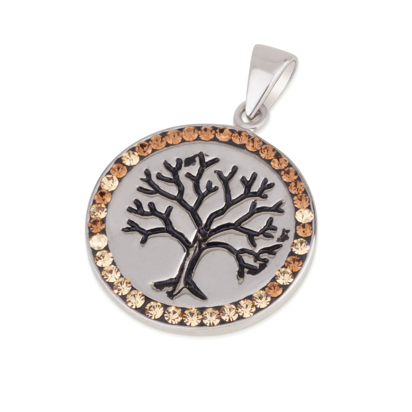 Tree of Life Pendant with Colored Crystals – 5 color choice. 925 Sterling Silver, Made in Israel