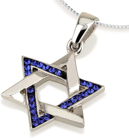 Small Star of David Necklace in Sterling Silver – Available in 4 Stone Colors