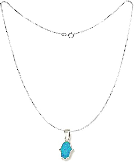 Opal Hamsa Pendant – 925 Sterling Silver, Made in Israel