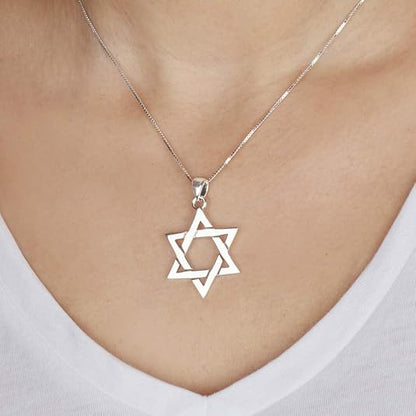 Layered Star of David Pendant – 925 Sterling Silver, Made in Israel
