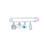 Pink Safety Pin with Charms – 925 Sterling Silver – 2" for Stroller or Blanket (2 Designs)