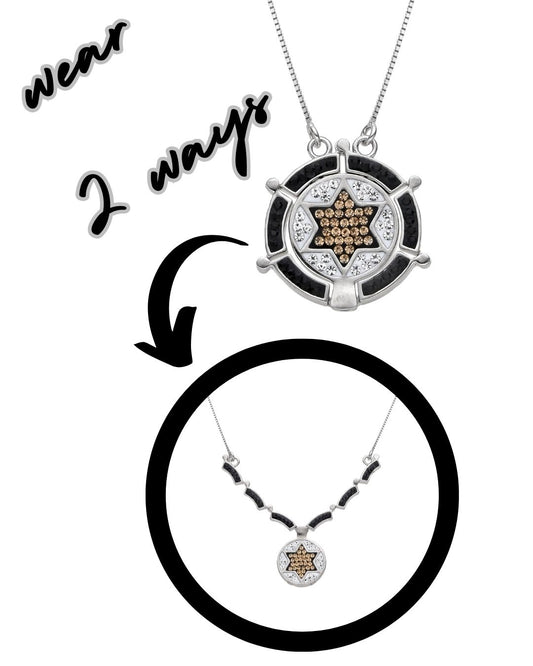 925 Sterling Silver Folding Tree of Life and Star of David Necklace – Double-Sided 18" Pendant | Two-Way Convertible Design