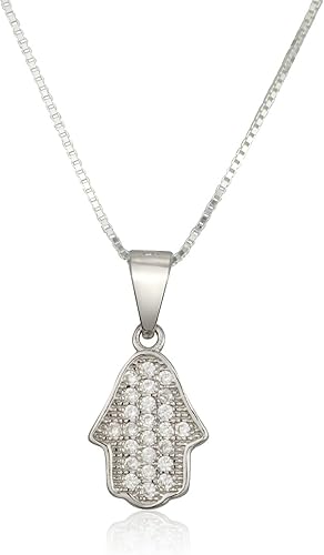 Hamsa Pendant with Zircon Stones – 925 Sterling Silver