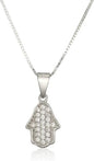 Hamsa Pendant with Zircon Stones – 925 Sterling Silver