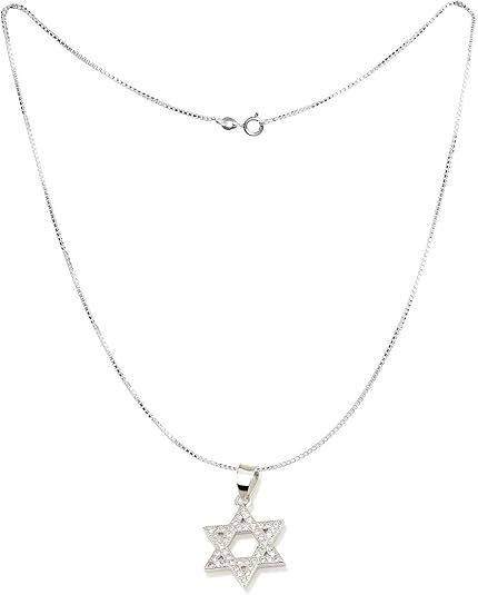 Star of David Pendant with Zircon Stones – 925 Sterling Silver Made in Israel