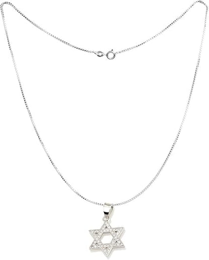 Star of David Pendant with Zircon Stones – 925 Sterling Silver Made in Israel