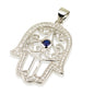 Filigree Hamsa Pendant – 925 Sterling Silver Rhodium Plated with Zircon