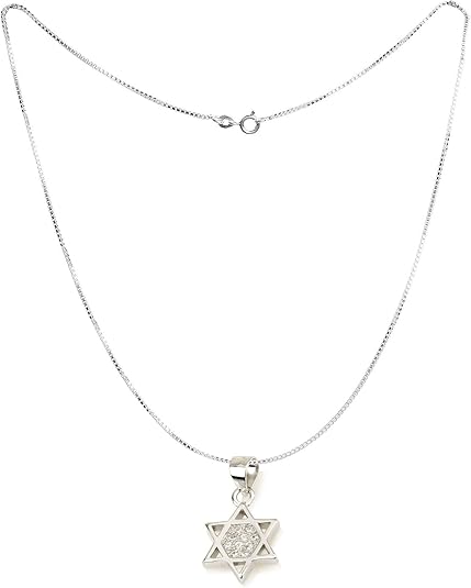 Mini Star of David Pendant with Zircon Stones – 925 Sterling Silver