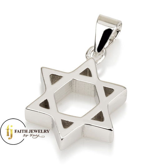 Small & Thick Star of David Pendant – 925 Solid Sterling Silver from Israel