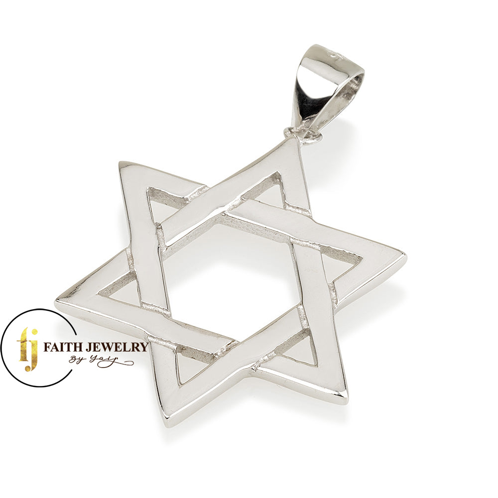 Large & Slim Star of David Pendant – 925 Sterling Silver from Israel