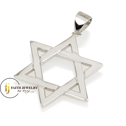 Large & Slim Star of David Pendant – 925 Sterling Silver from Israel