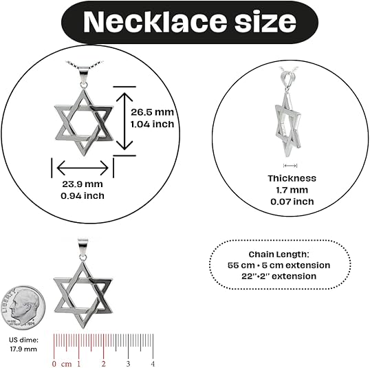 Large & Slim Star of David Pendant – 925 Sterling Silver from Israel