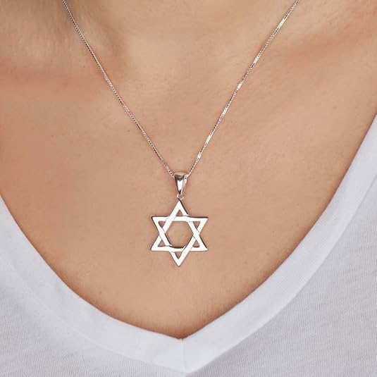 Large & Slim Star of David Pendant – 925 Sterling Silver from Israel