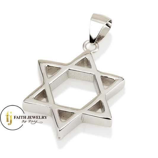 Geometric Star of David Pendant – 925 Sterling Silver from Israel