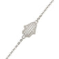 925 Sterling Silver Hamsa Bracelet with Zircon Stones – Dainty Evil Eye Protection Jewelry