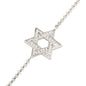 Star of David Bracelet – 925 Sterling Silver with Zircon Stones – Jewish Judaica Jewelry for Women and Teens