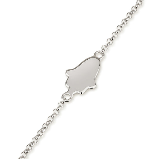 925 Sterling Silver Hamsa Bracelet – Minimalist Protection Charm for Girls, Teens & Bat Mitzvah Gift